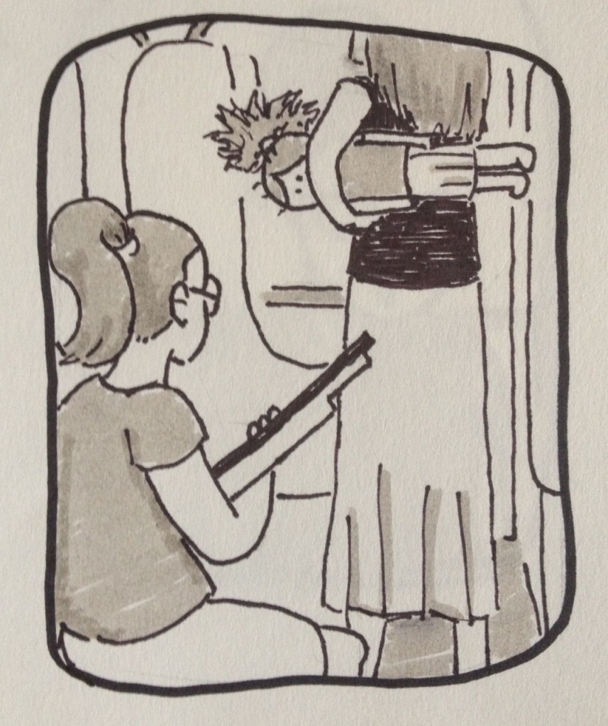 Panel 2: morphmaker stares at the doll.