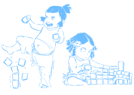 A drawing of Korra and Asami as toddlers.